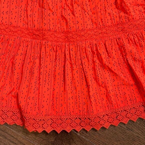 Old Navy Sleeveless Dress Polka Striped Print Midi Lace Orange Girls Medium 8 - Picture 3 of 5